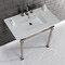 Kingston Brass KVPB37228Q6 37-Inch Console Sink with Stainless Steel Legs (8-Inch, 3 Hole), White/Polished Nickel KVPB37228Q6 - alternate 2